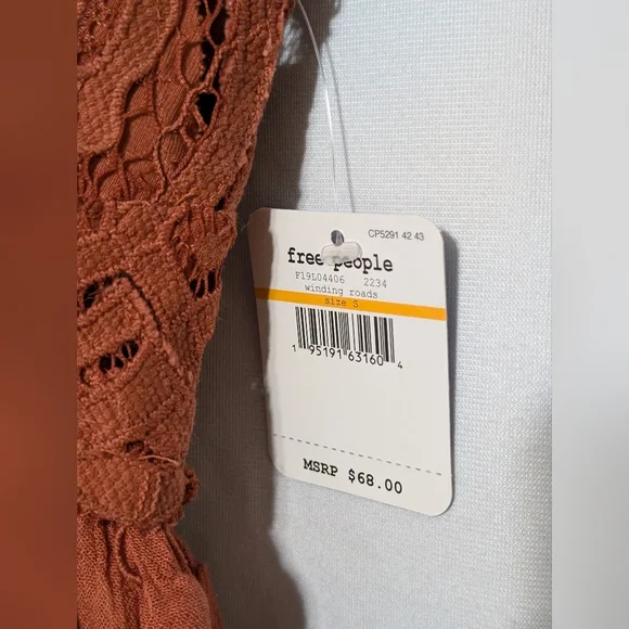 New! Intimately Free People Rust Color Adella Camisole Crochet Lace Top Size S - Picture 10 of 16
